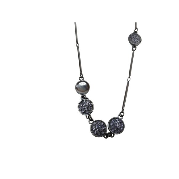 Coldwater Creek Long Silver Necklace With Crystal Accents & Lobster Clasp - Picture 2 of 6